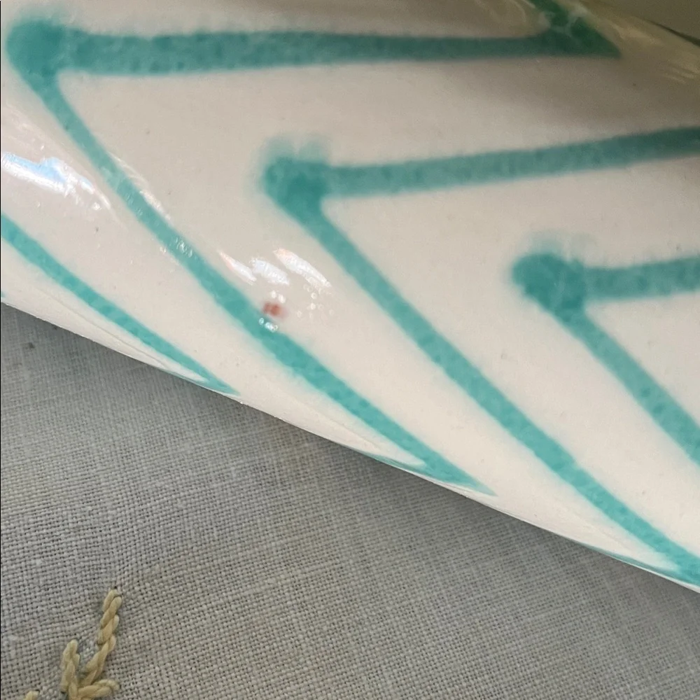 Anthropologie Ceramic Rolling Pin Aqua Chevron Water Fill 13” Discontinued Baker